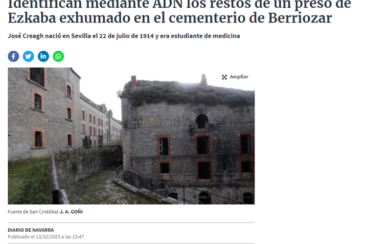Fotografía del pantallazo de la noticia online del Diario de Navarra