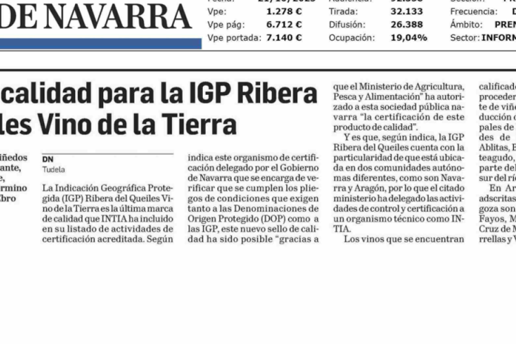 Fotografía del pantallazo de la noticia en la edición impresa del Diario de Navarra