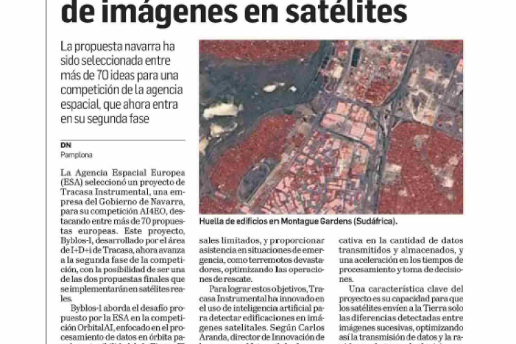 Fotografía del pantallazo de la noticia en la edición impresa del Diario de Navarra