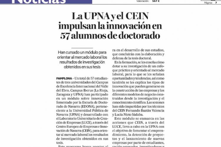 Recorte de la noticia publicada en las páginas de Diario de Noticias