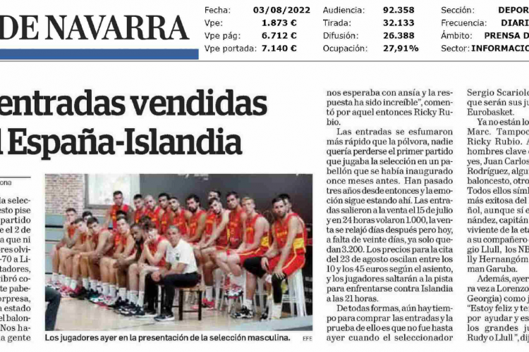 Fotografía del pantallazo de la noticia en la edición impresa del Diario de Navarra