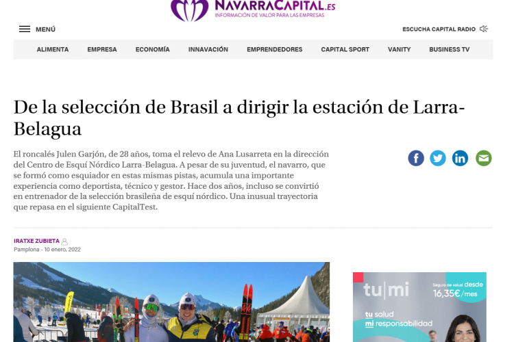 Fotografia del pantallazo de la noticia en la edición online de NavarraCapital