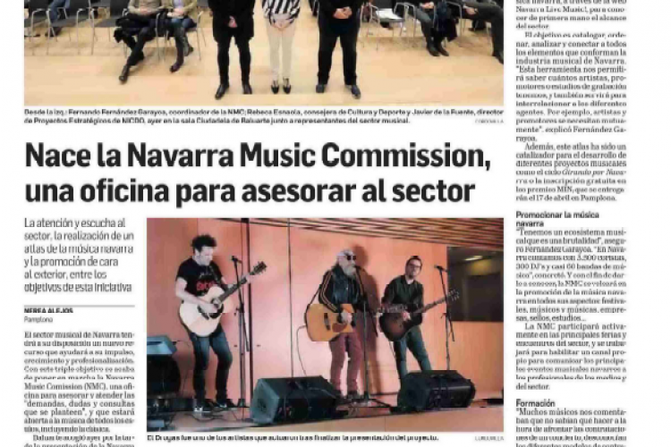 Fotografia del pantallazo de la noticia en la edición impresa del Diario de Navarra