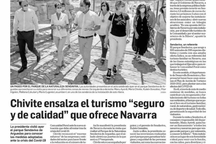 Página dedicada por Diario de Navarra a la reapertura de Sendaviva